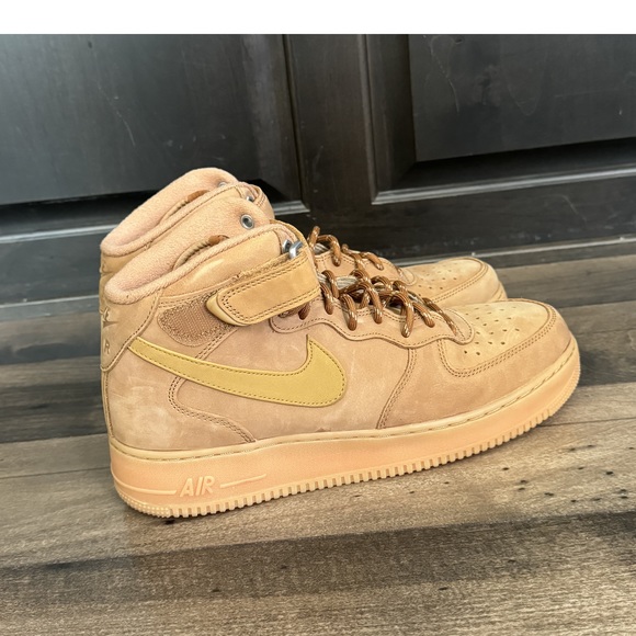 Nike Air Force 1 Mid '07 Flax/Wheat Gum Light Brown Shoes Size 12 EUC - Picture 4 of 12